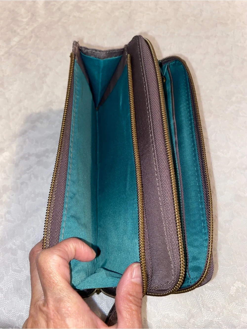Travelon quilted Wristlet Wallet -RFID blocking to protect cards and ID.